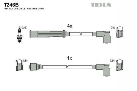 Кабель зажигания, к-кт Mazda 626,929 79-87 1,6;2,0i TESLA T246B