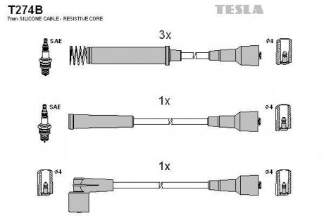 Кабель запалювання к-кт Opel Astra, Kadet 86-98 1,8 TESLA T274B