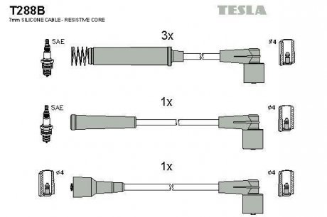 Кабель зажигания, к-кт Opel Vectra,Corsa, Combo 82-93 1,2;1,4 TESLA T288B