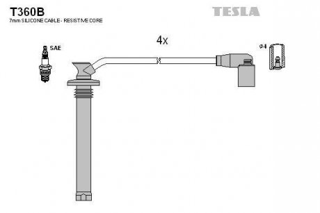 Дроти високовольтні, комплект Chery Amulet 1.5 (08-10),Chery Bonus 1.5 (06-) BLATNA TESLA T360B