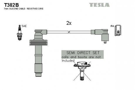 Комплект высоковольтных проводов TESLA T382B