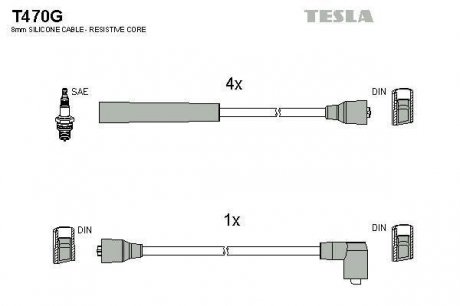 Кабель запалювання к-кт Ford Sierra 82-93 1,3 TESLA T470G