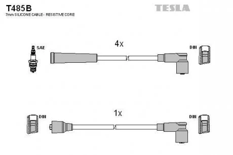Комплект высоковольтных проводов TESLA T485B