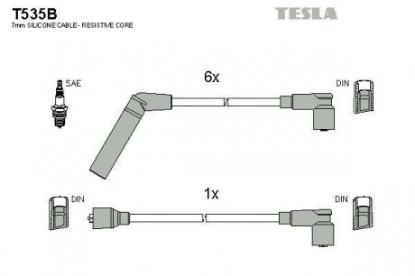 Комплект высоковольтных проводов TESLA T535B