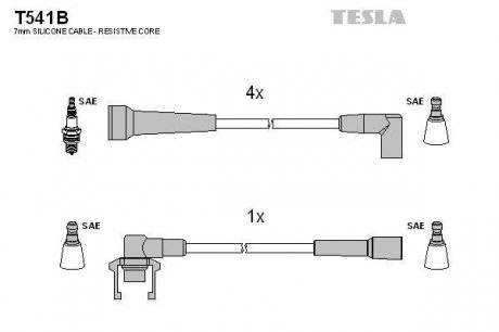 Комплект высоковольтных проводов TESLA T541B