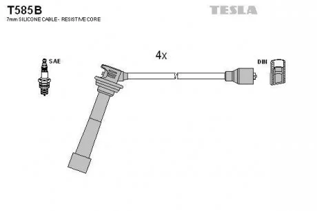 Комплект высоковольтных проводов TESLA T585B