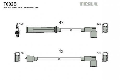 Комплект высоковольтных проводов TESLA T602B