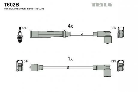 Комплект высоковольтных проводов TESLA T602B