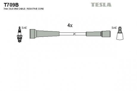 Комплект высоковольтных проводов TESLA T709B
