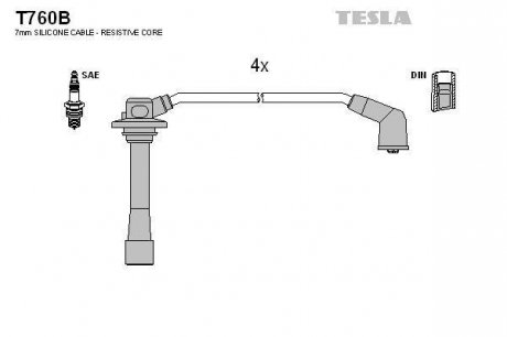 Кабель зажигания, к-кт Mazda 626,MX6 91- 1,8;2,0 TESLA T760B