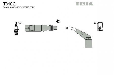 Кабель зажигания, к-кт BMW E34,E36,E45,E46 89-05 TESLA T810C