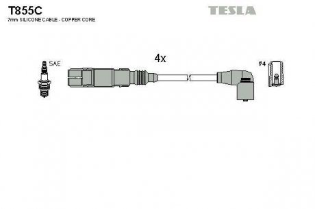 Комплект высоковольтных проводов TESLA T855C (фото 1)