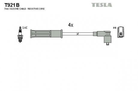 Комплект высоковольтных проводов TESLA T921B