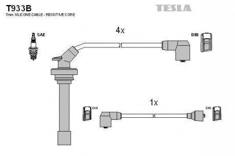 Комплект высоковольтных проводов TESLA T933B