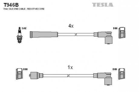 Комплект высоковольтных проводов TESLA T946B