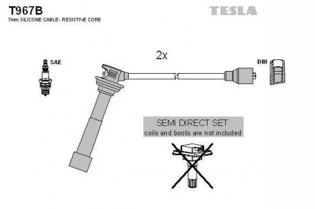 Дроти високовольтні, комплект Suzuki Alto 1.1 (04-08),Suzuki Wagon r 1.3 (00-04) BLATNA TESLA T967B