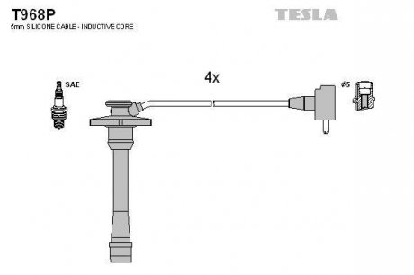 Комплект высоковольтных проводов TESLA T968P