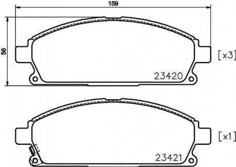 Комплект гальмівних колодок передн, ACURA MDX HONDA MDX INFINITI Q45 II, QX4 NISSAN PATHFINDER II, QUEST, SERENA, X-TRAIL I 2.0-4.1 11.92- TEXTAR 2342006