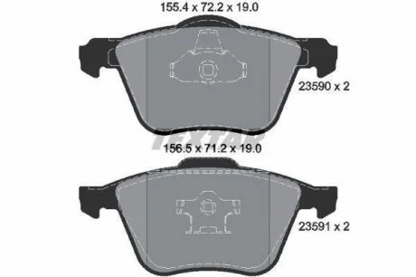 Комплект гальмівних колодок передн, VOLVO S60 I, S80 I, V70 II, XC90 I 2.0-4.4 01.99-12.14 TEXTAR 2359001