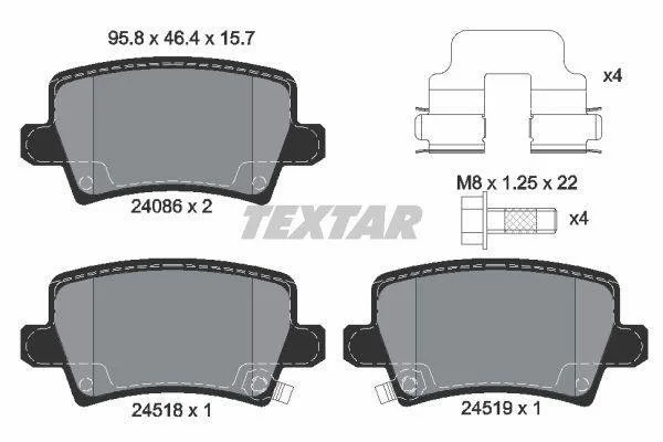 Комплект гальмівних колодок задн, HONDA CIVIC VIII 1.4-2.2D 09.05-01.12 TEXTAR 2408601 (фото 1)