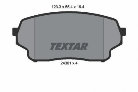 Комплект гальмівних колодок передн, SUZUKI GRAND VITARA I 2.0D 02.01-09.05 TEXTAR 2430101