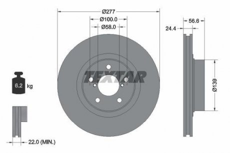 Диск гальмівний (передній) Subaru Forester 97-/Impreza 00-/Outback 08-09 2.0/2.5 AWD (277x24) PRO TEXTAR 92094603