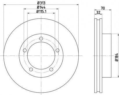 Диск тормозной (передний) Toyota Land Cruiser 100 4.2TD/4.7 98-07 (313x32) PRO TEXTAR 92108103