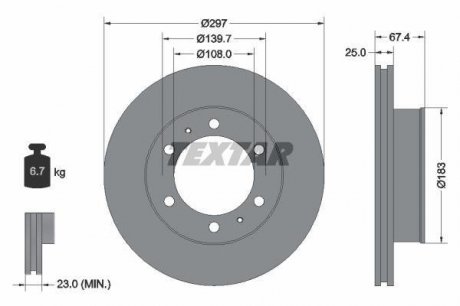 Диск тормозной (передний) Toyota Hilux VII 05-15 (297x25) TEXTAR 92222600