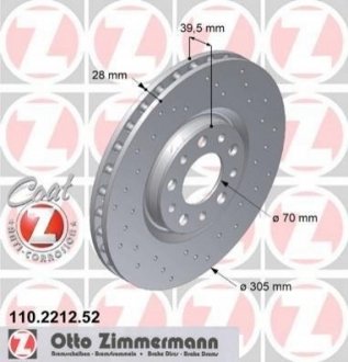 Диск гальмівний ZIMMERMANN 110.2212.52