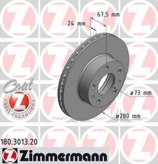 Диск тормозной 180.3013.20 ZIMMERMANN 180301320