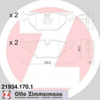 Колодки тормозные (задние) BMW 3 (E46) 98-07 (Ate-Teves) ZIMMERMANN 21934.170.1