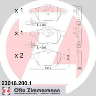 Комплект гальмівних колодок ZIMMERMANN 23018.200.1 (фото 1)