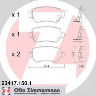 Колодки гальмівні (задні) Opel Astra G/Combo 01-/Kia Cee'd 15- (Lucas-Girling) ZIMMERMANN 23417.150.1