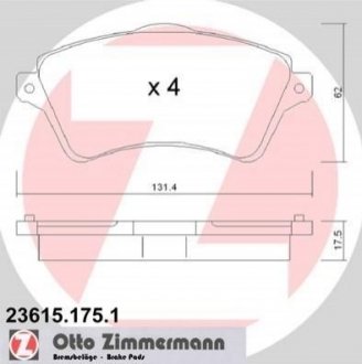 Колодки тормозные ZIMMERMANN 23615.175.1