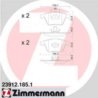 Колодки гальмівні дискові, к-кт ZIMMERMANN 23912.185.1