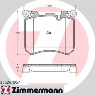 Колодки тормозные (передние) BMW X5 (E70)/X6 (E71/E72) 06- (Brembo) ZIMMERMANN 24524.195.1