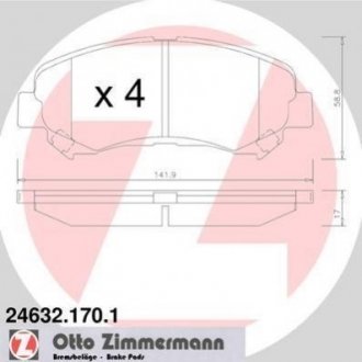 Комплект гальмівних колодок ZIMMERMANN 24632.170.1