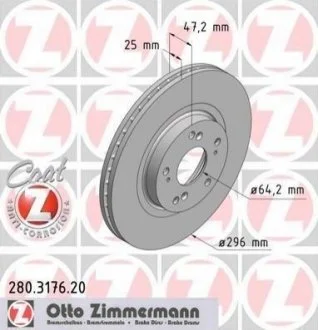 Диск гальмівний ZIMMERMANN 280.3176.20