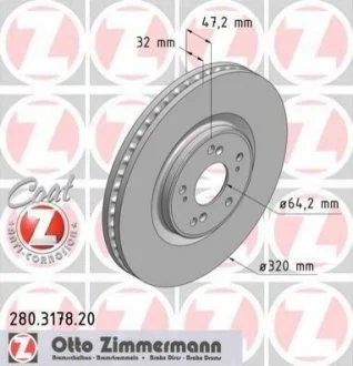 Диск гальмівний ZIMMERMANN 280.3178.20