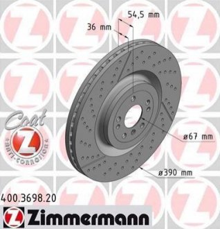 Диск гальмівний ZIMMERMANN 400.3698.20