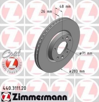 Тормозной диск ZIMMERMANN 440311120 (фото 1)
