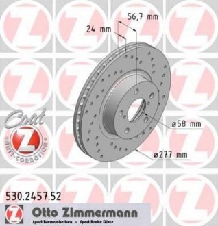 Диск гальмівний ZIMMERMANN 530.2457.52