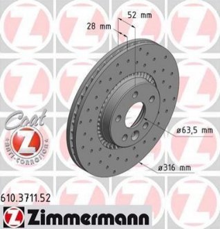 Диск гальмівний ZIMMERMANN 610.3711.52