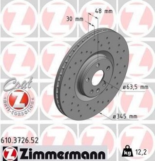 Диск гальмівний ZIMMERMANN 610.3726.52